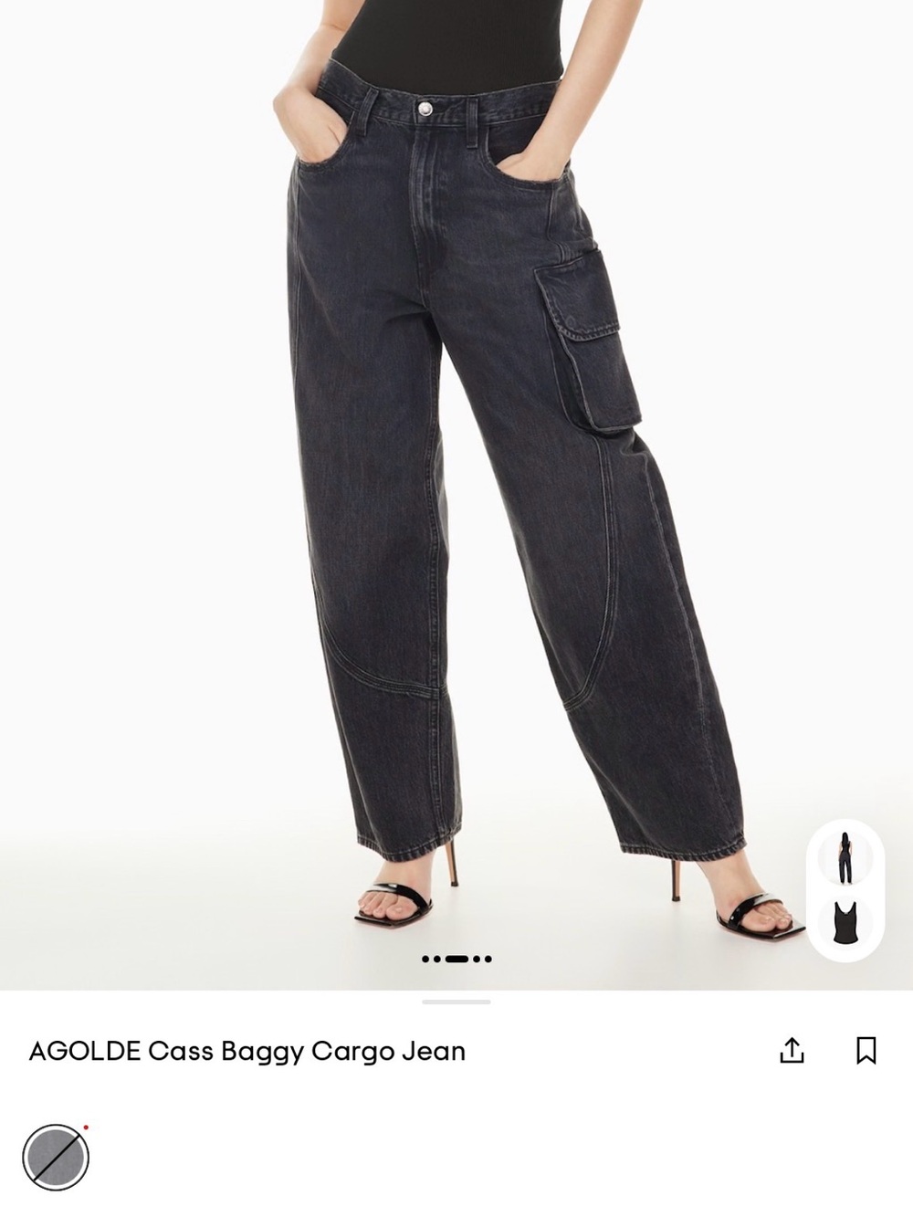 Agolde Cass Baggy Cargo Jeans in Washed Black
